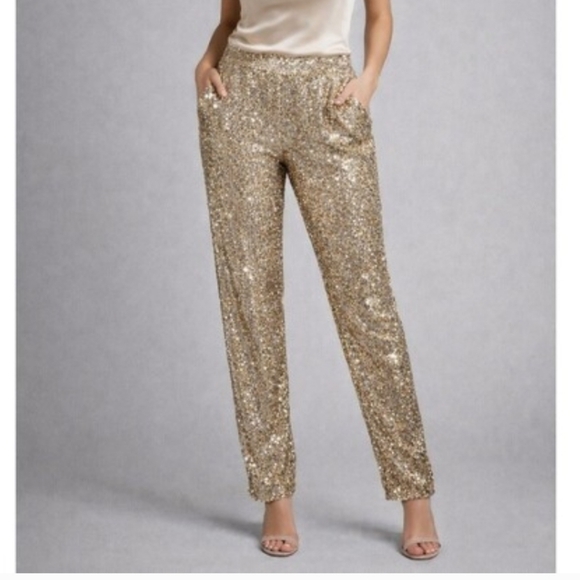 Cable & Gauge Pants - Cable & Gauge Gold Sequin Jogger Pants